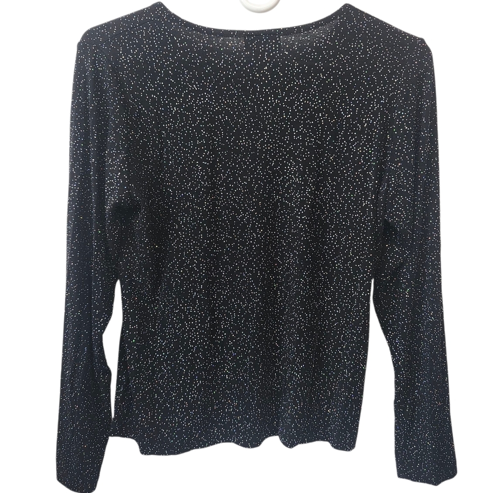 VTG Y2K Slinky Knit Top Rainbow Glitter Disco Whimsigoth Grunge Glam Size LP - Picture 3 of 10